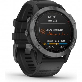 Часы GARMIN FENIX 6s Solar серебристый с черным ремешком