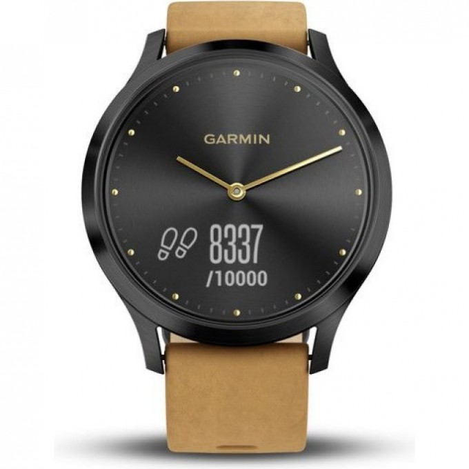 Часы GARMIN VIVOMOVE HR черный оникс с светло-коричневым кожаным ремешком 010-01850-00