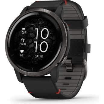 Смарт-часы GARMIN VENU 2, GPS, WI-FI, BLACK + SLATE, LEATHER, WW