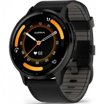 Смарт-часы GARMIN VENU 3 SLATE STAINLESS STEEL BEZEL WITH BLACK CASE AND LEATHER BAND